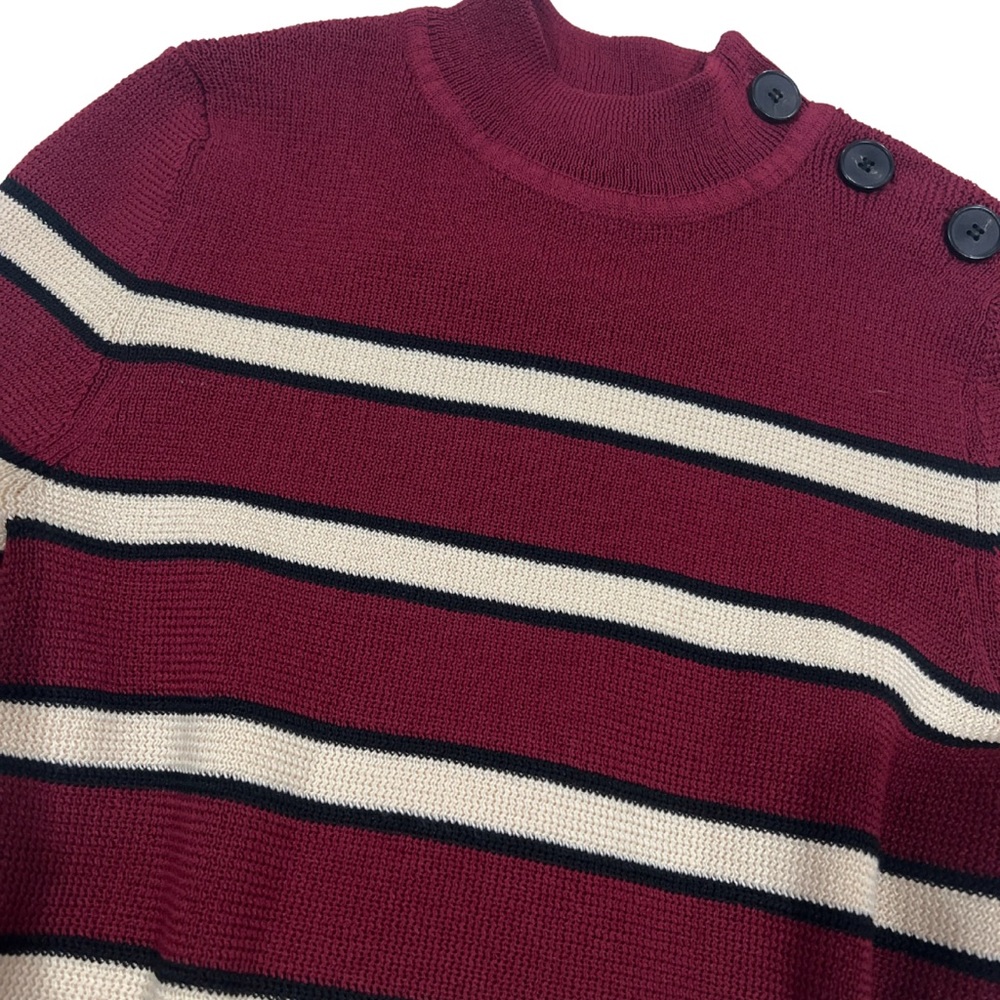 Isabel Marant Étoile Devona Striped Stretch Knit‎ Side Button Pullover Sweater - Picture 4 of 6